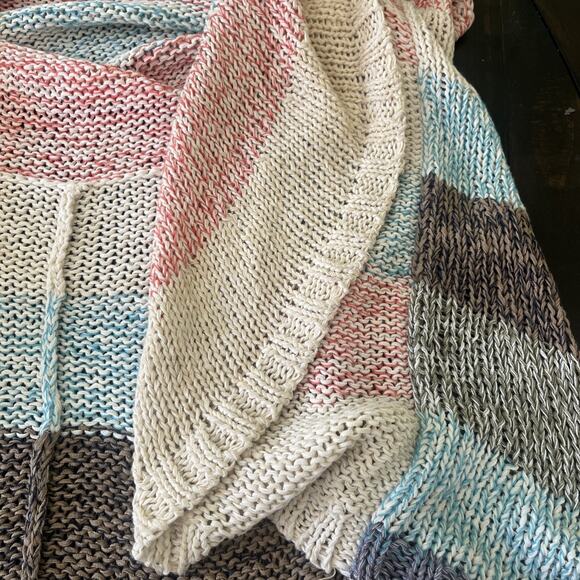 Cabi Skipper Circle Knit Sweater Cardigan Shawl Pastel Striped Beachy Boho Small - Picture 5 of 9